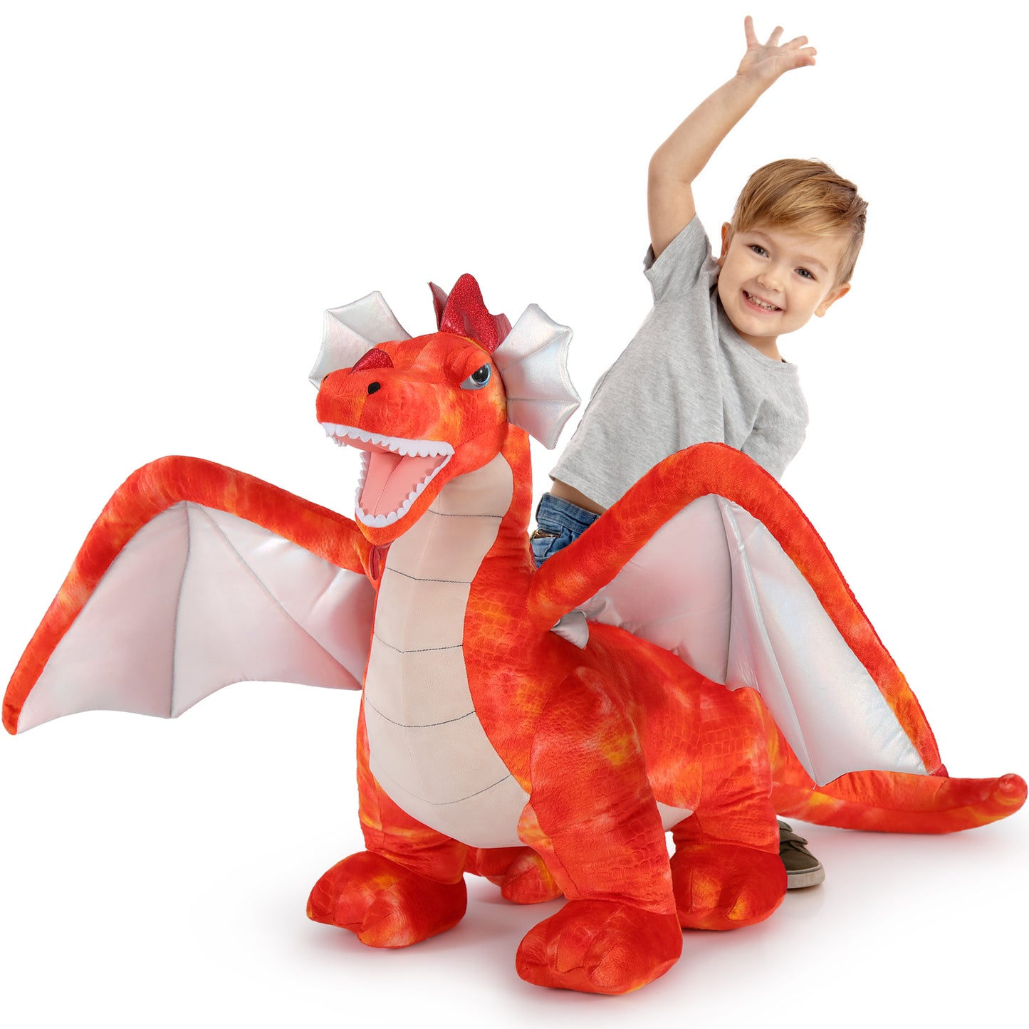 Giant Flying Dragon Plush Toy, Red, 51 Inches - MorisMos Stuffed Animals - Cool Soft Toys - Free Shipping