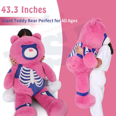 Giant Goth Teddy Bear, Pink, 43 Inches