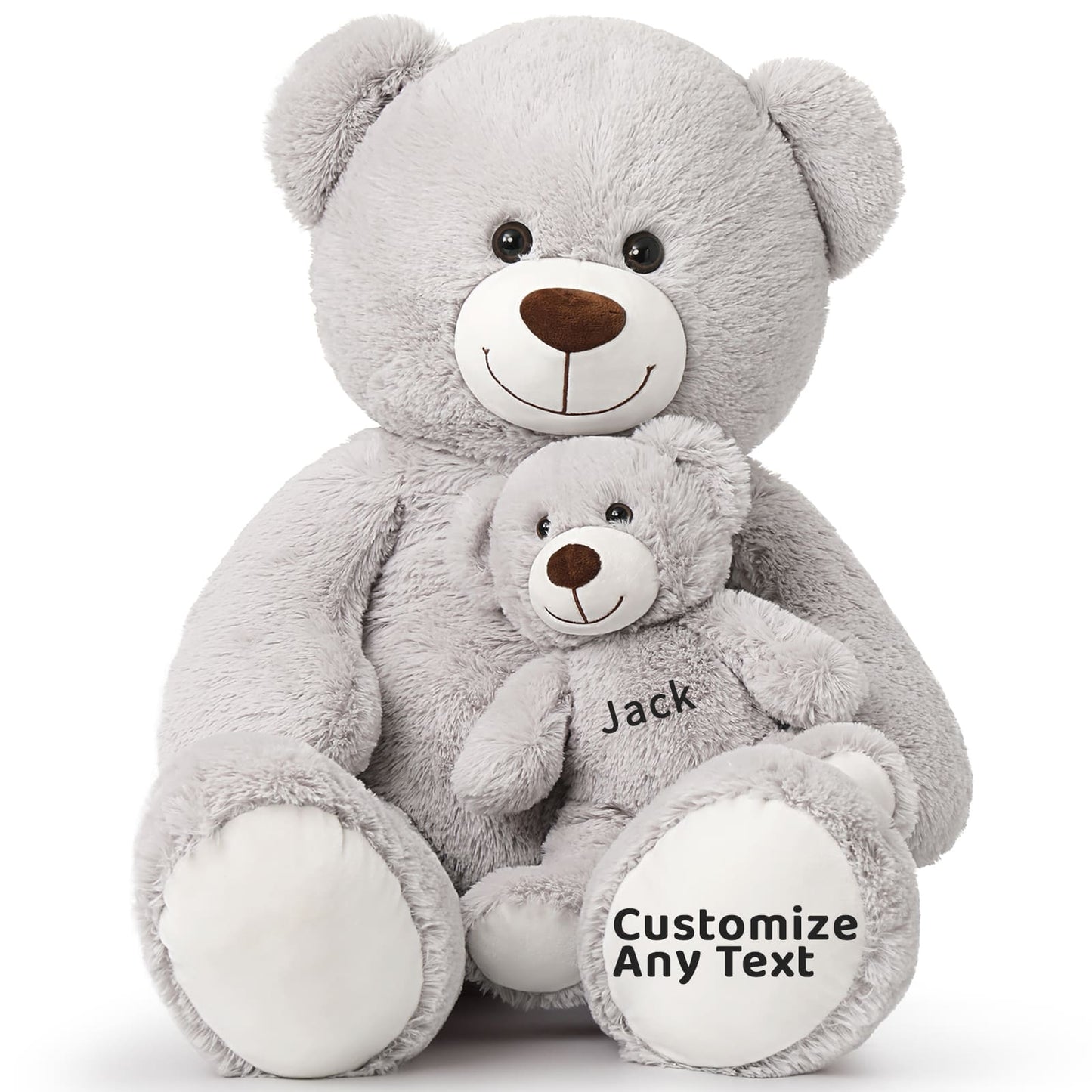 Custom Teddy Bear Plush Toy with Custom Text - Grey Customized Teddy Bear 39 Inches - Stuffed Animal Personalized Gift - Personalized Gift for Anniversary, Graduation, Christmas, Valentine's Day, Mother's Day, Baby Shower - Sweet Gift for Girlfriend, Boyfriend - Free Shipping 