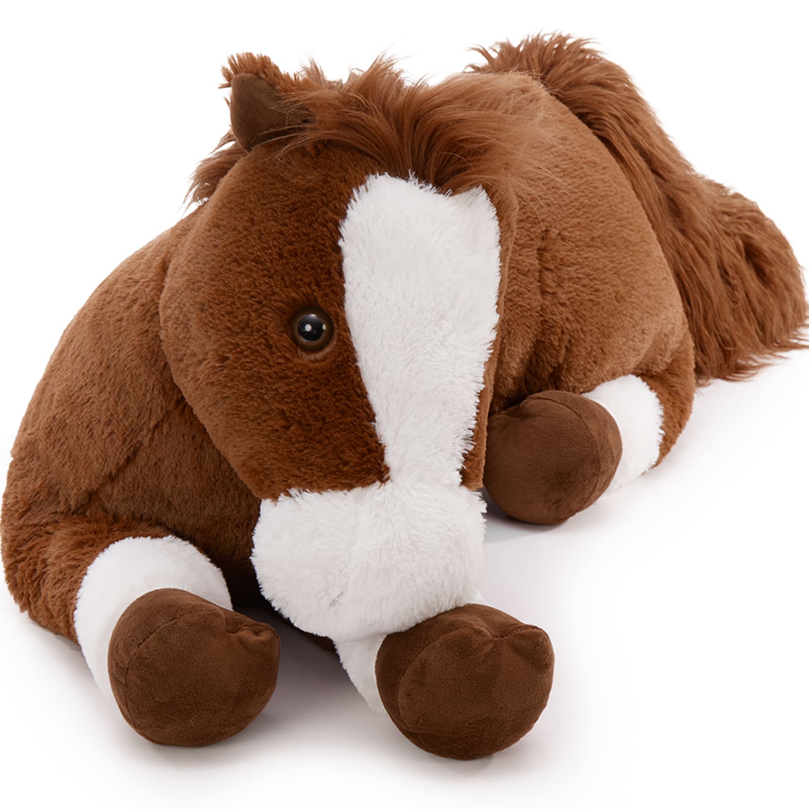 Large Lifelike Horse Stuffed Animals, Dark Brown, 47 Inches