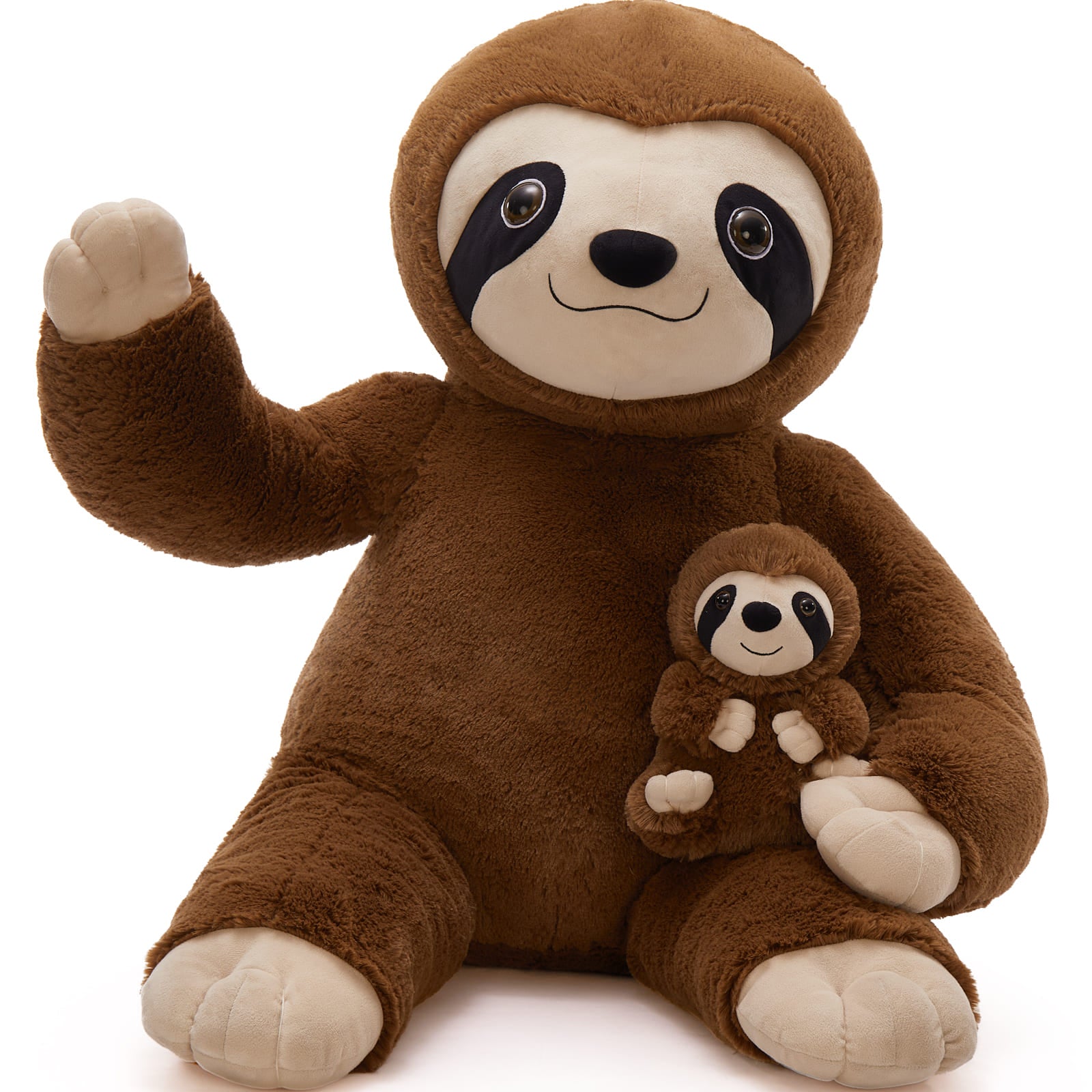 Lifelike Big Sloth Stuffed Animals, Coffee, 37 Inches