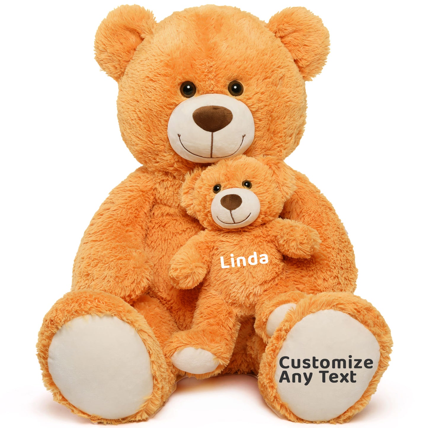 Custom Teddy Bear Plush Toy with Custom Text - Orange Customized Teddy Bear 39 Inches - Stuffed Animal Personalized Gift - Personalized Gift for Anniversary, Graduation, Christmas, Valentine's Day, Mother's Day, Baby Shower - Sweet Gift for Girlfriend, Boyfriend - Free Shipping 