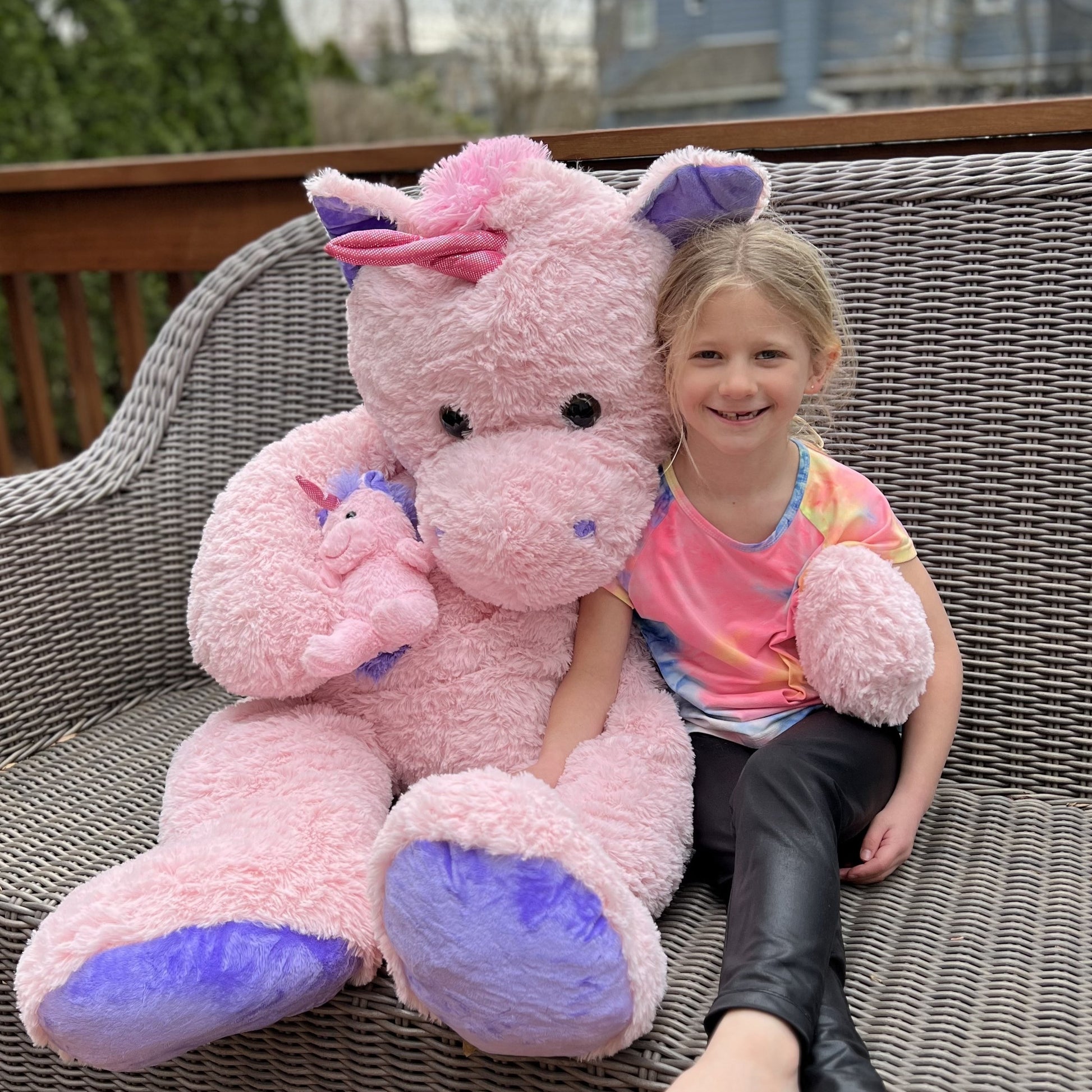 Jouet en peluche licorne géante, rose, 51 pouces