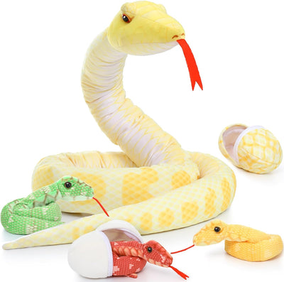 Giant Snake Stuffed Animal Toy Set, Green/Yellow, 80 Inches