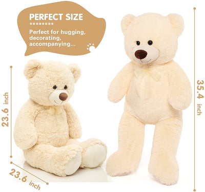 Giant Teddy Bear Plush Toy, Beige, 35.4/51 Inches - MorisMos Stuffed Animals