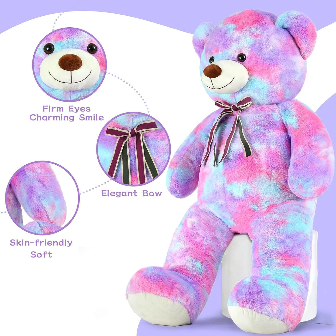 Riesiges Teddybär-Plüschtier, mehrfarbig, 52 Zoll