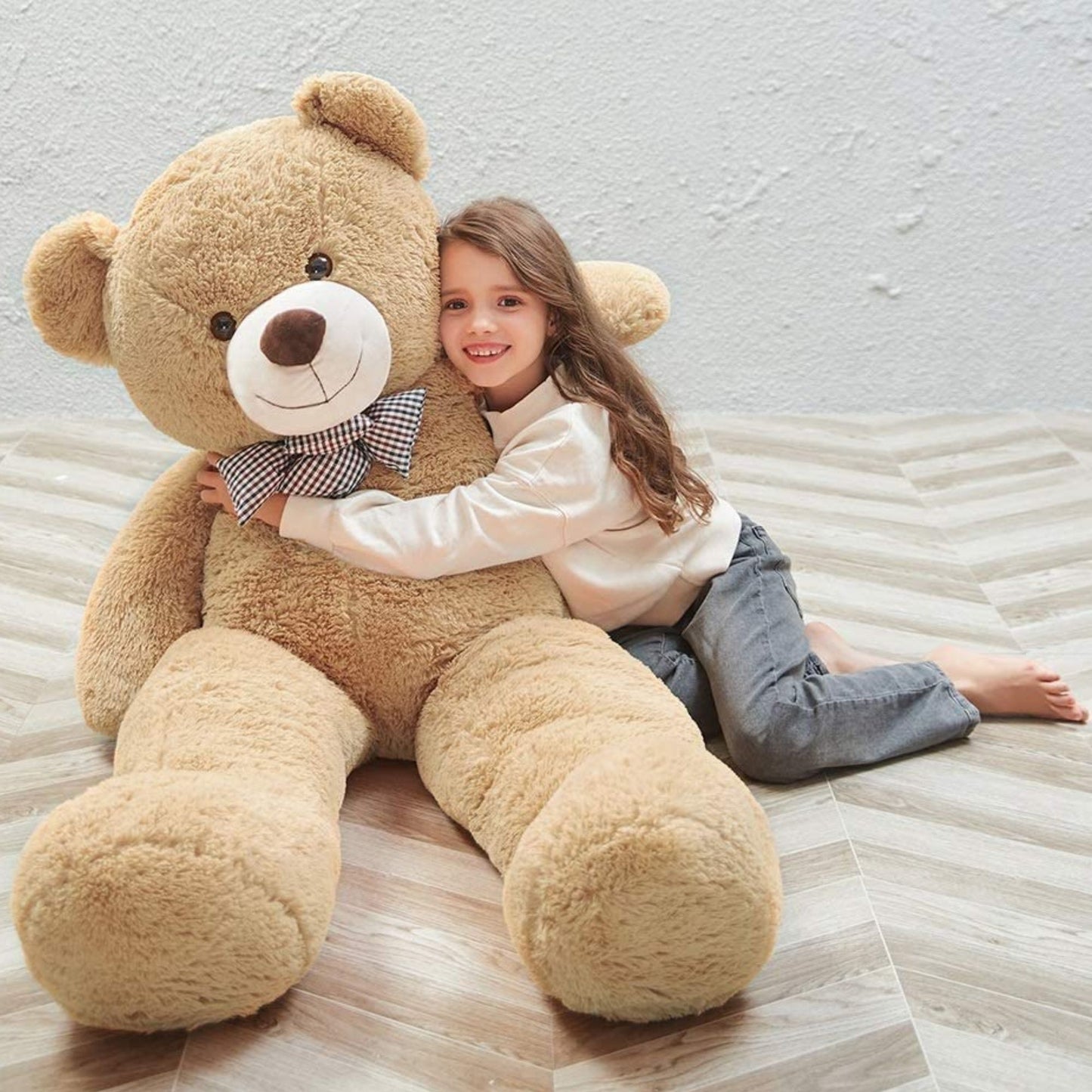 Giant Teddy Bear Plush Toys - Valentine's Day Stuffed Teddy Bear - Valentine's Day Gift for Kids/Girlfriend/Boyfriend - Anniversary Gift for Wife/Husband - Light Brown 4 FT Teddy Bear Plush - Baby Shower Gift Ideas