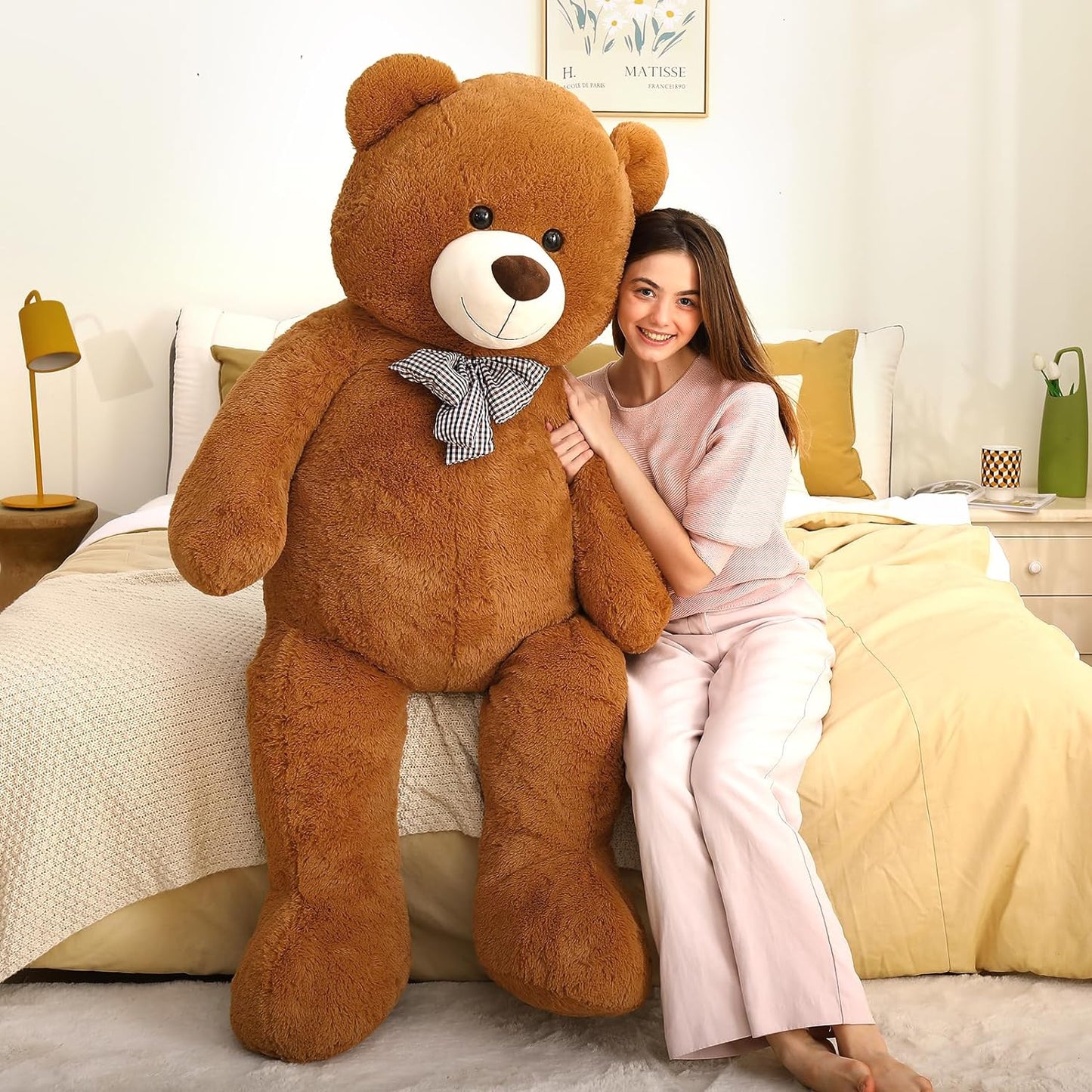 Huge Brown Teddy Bear Plush Toys - Dark Brown Teddy Bear Stuffed Animals - Massive Valentine's Day Teddy Bears&Gifts - Soft Cuddly Smiling Face Big Teddy Bear Plush Gift for Girlfriend/Boyfriend - Teddy Bear Plush Dolls for Birthday/Baby Shower/Christmas