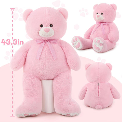 Giant Teddy Bear Stuffed Toy, Pink, 43.3 Inches