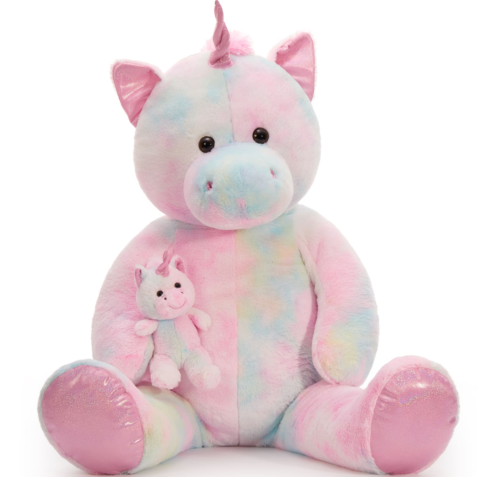 Jouet en peluche licorne géante, rose, 51 pouces
