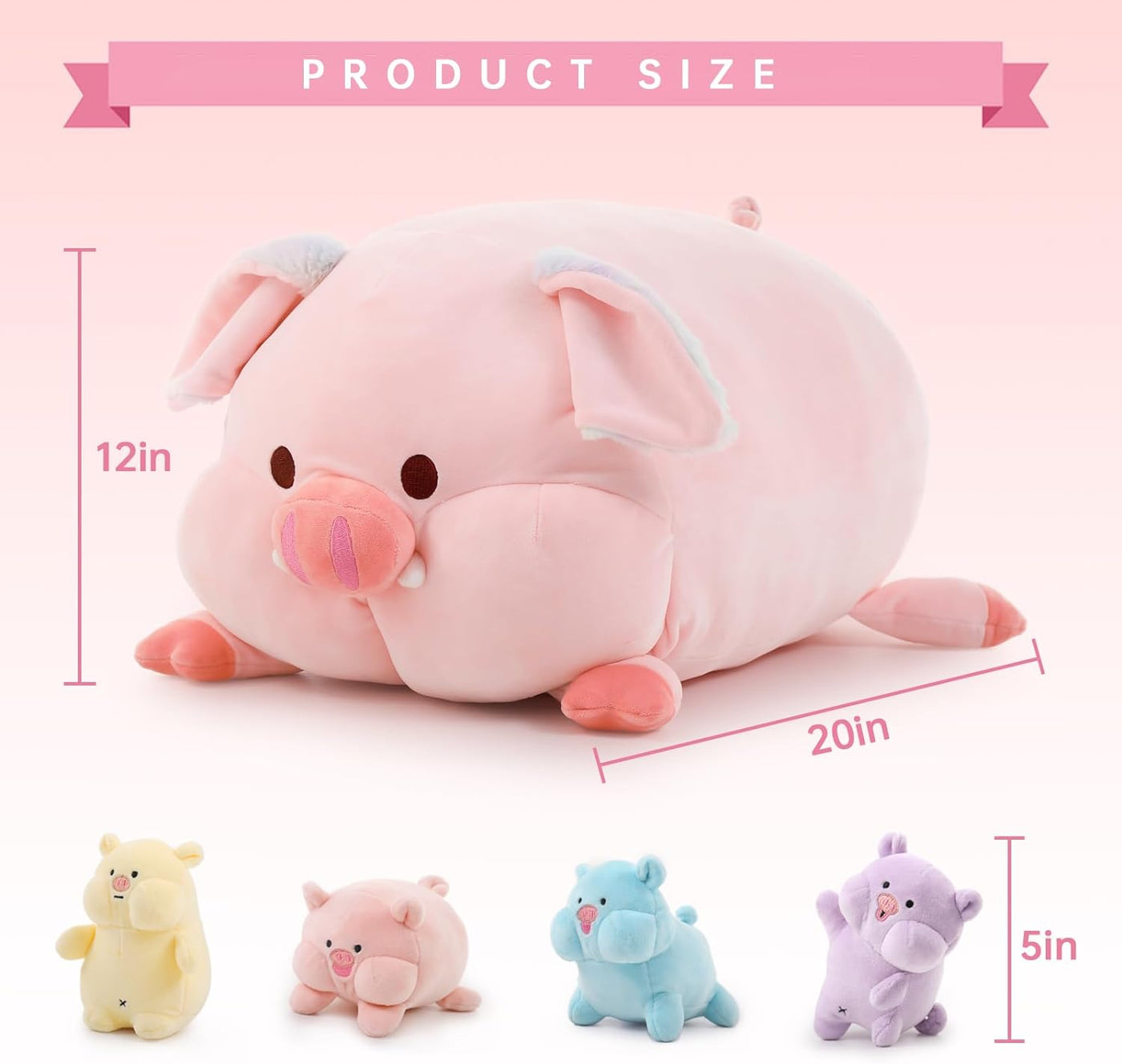 Pig Mom Stuffed Toy with 4 Pig Babies, 20 Inches - MorisMos Stuffed Animal Toys