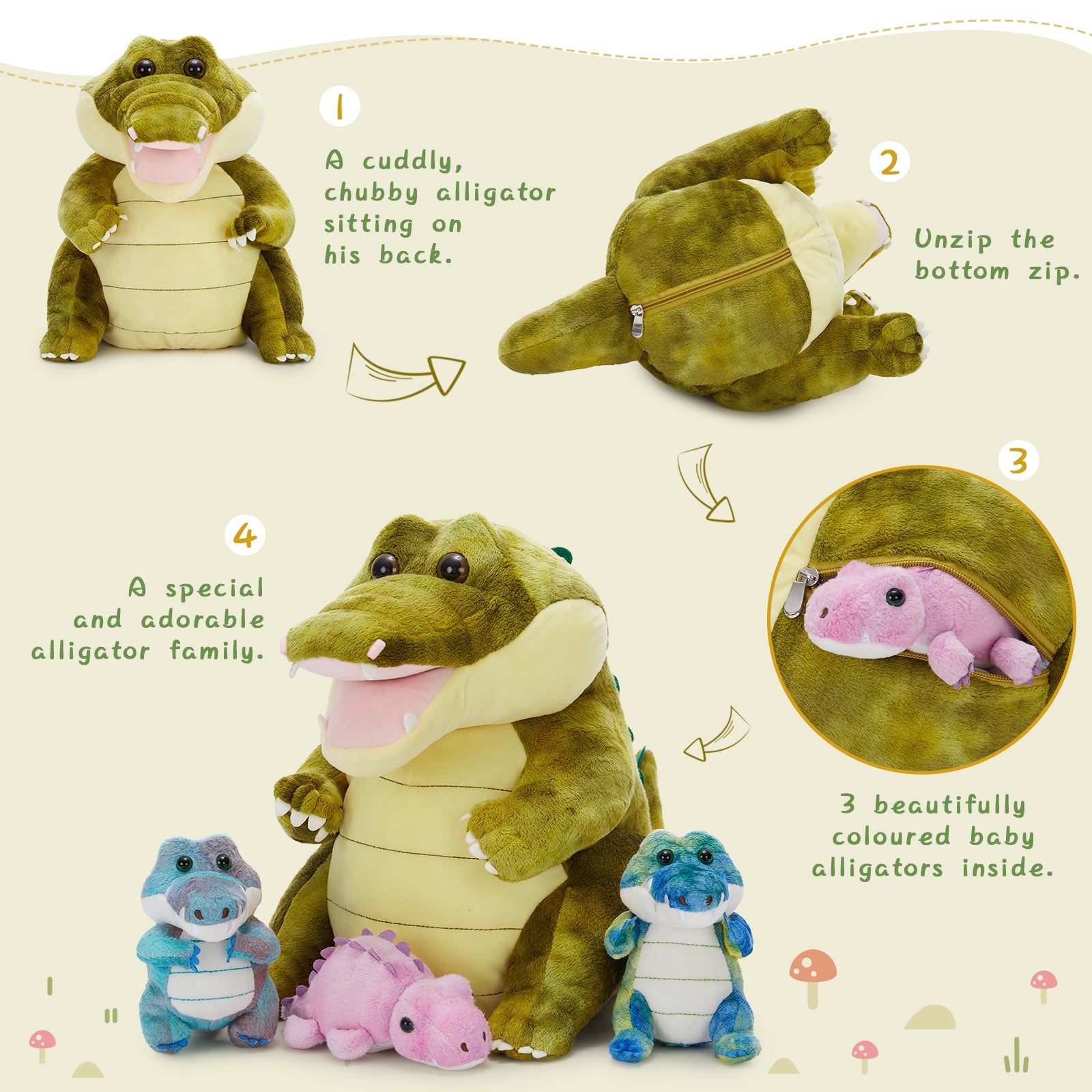 Crocodile Plush Toys Alligator Stuffed Animals, 13.7 Inches