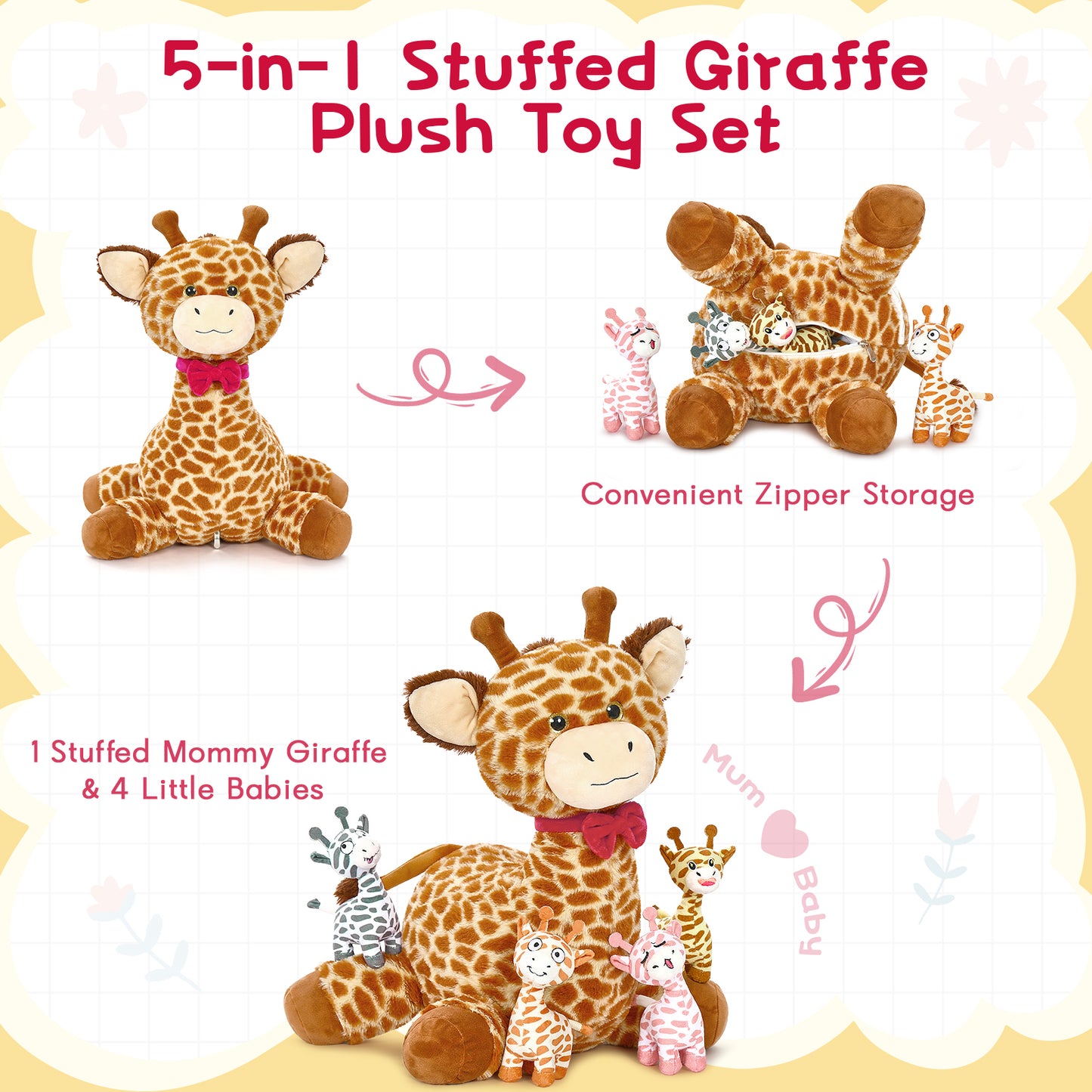 Giraffe Plush Toys Safari Stuffed Animals, 19.6 Inches