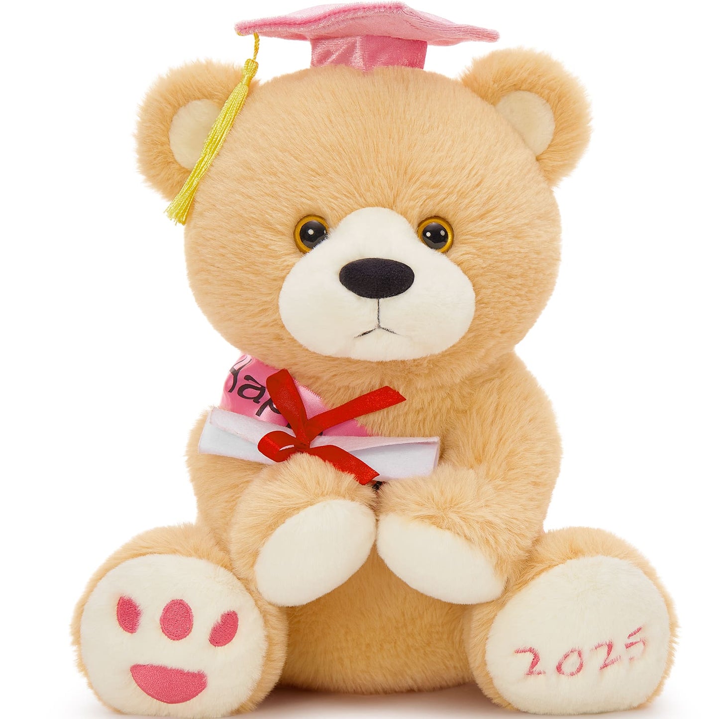 Graduation Teddy Bear Plush Toys - Light Brown Teddy Bear Stuffed Animals for 2025 Graduates - Graduation Gift for Class of 2025 - Graduation Teddy Bear with Bachelor Hat and Diploma - Bulk Graduation Teddy Bear Plush - Class 2025 Graduation Decorations 