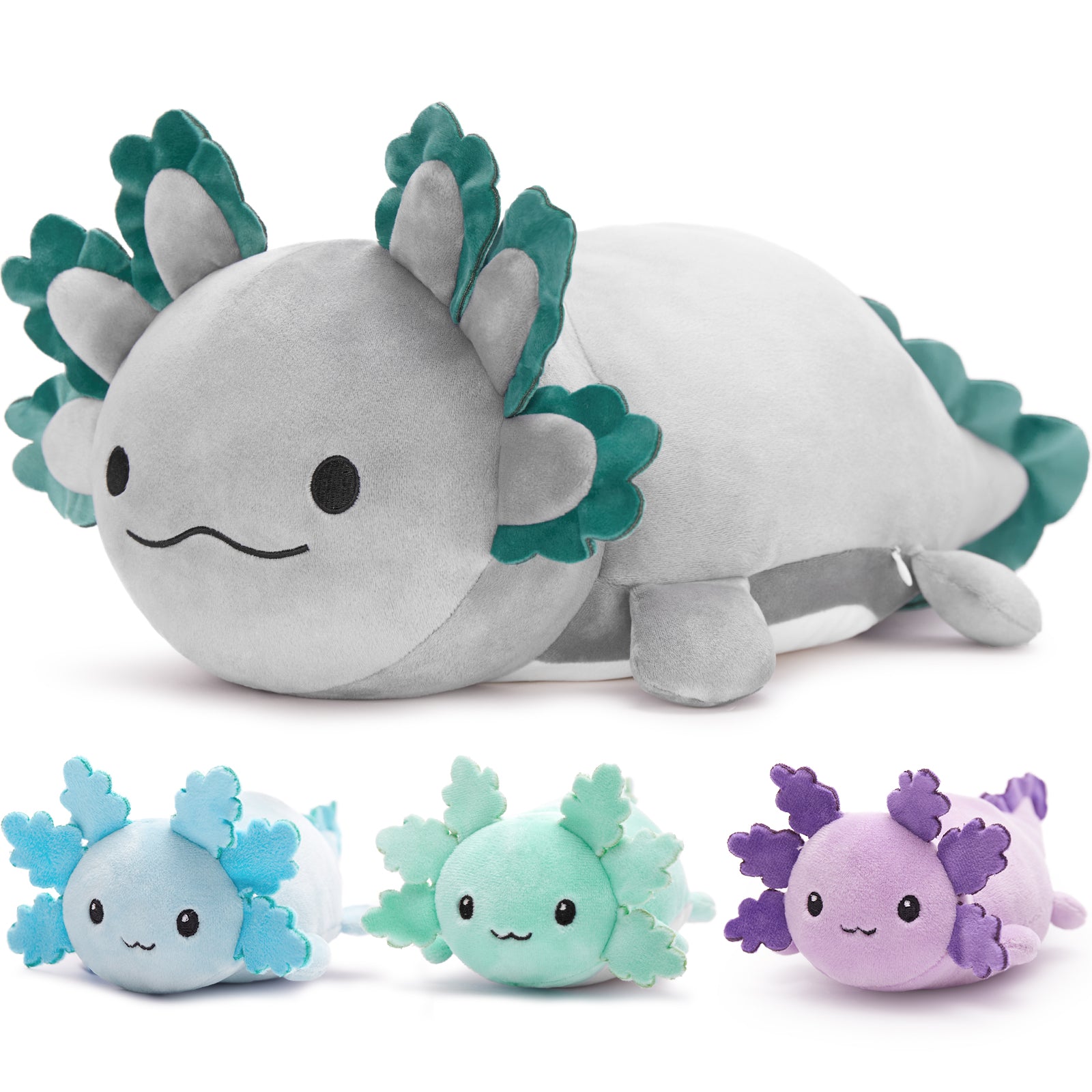 Peluche Axolotl avec 3 bébés, 23,5 pouces