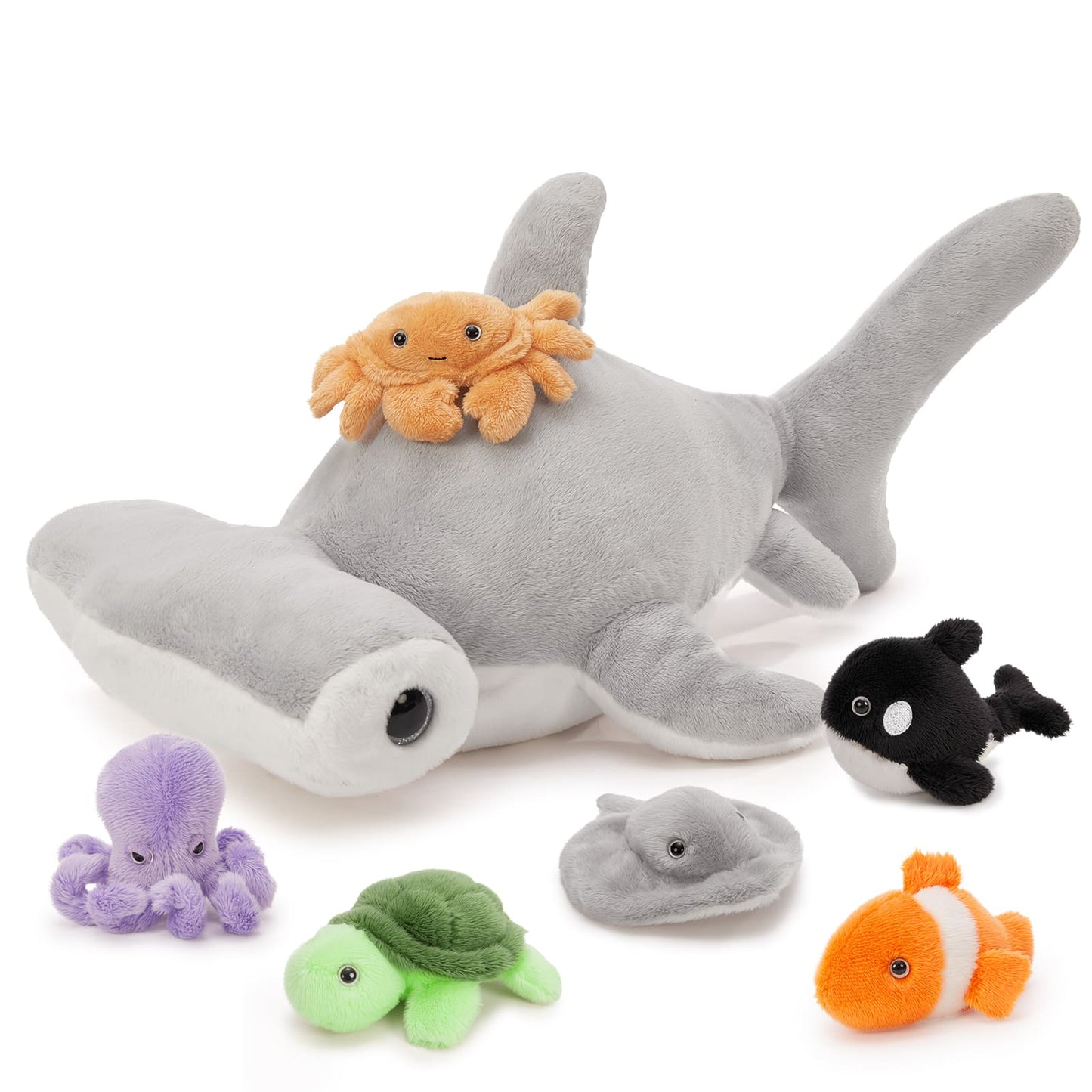 Hammerhead Shark Stuffed Animals, Grey, 23.7 Inches - Cute Mini Ocean Fish Plush Toys - Oceanarium/Aquarium Souvenirs - Christmas/Birthday/Easter Gift for Kids/Teens/Adults