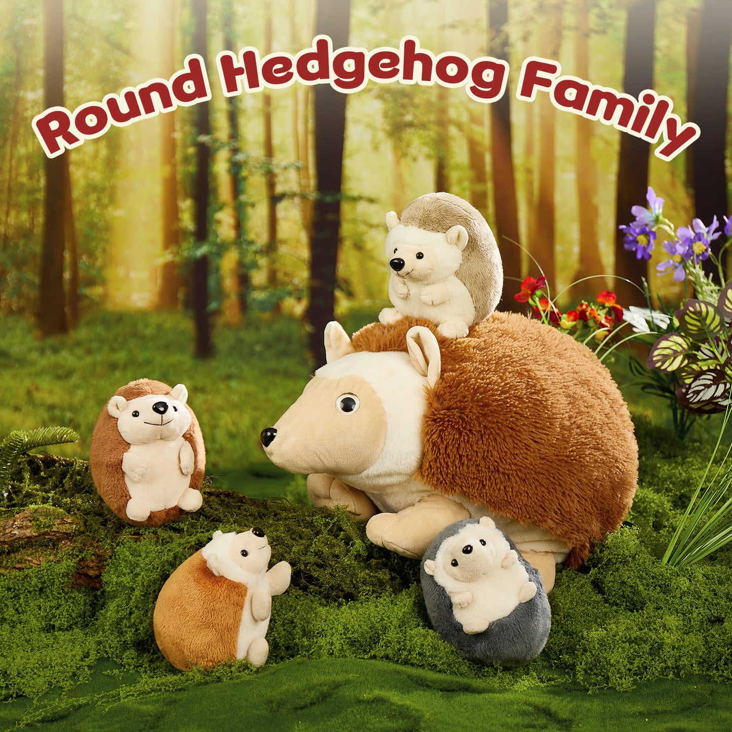 5 Pcs Hedgehog Stuffed Animals - Cute Hedgehog Plush Toys13.8 Inches - Stuffed Animal Babies with Their Moms - Cute Cartoon Hedgehog Plush Dolls - Stuffed Animals with Babies in the belly - Christmas Birthday Gift for Kids Teens Adults