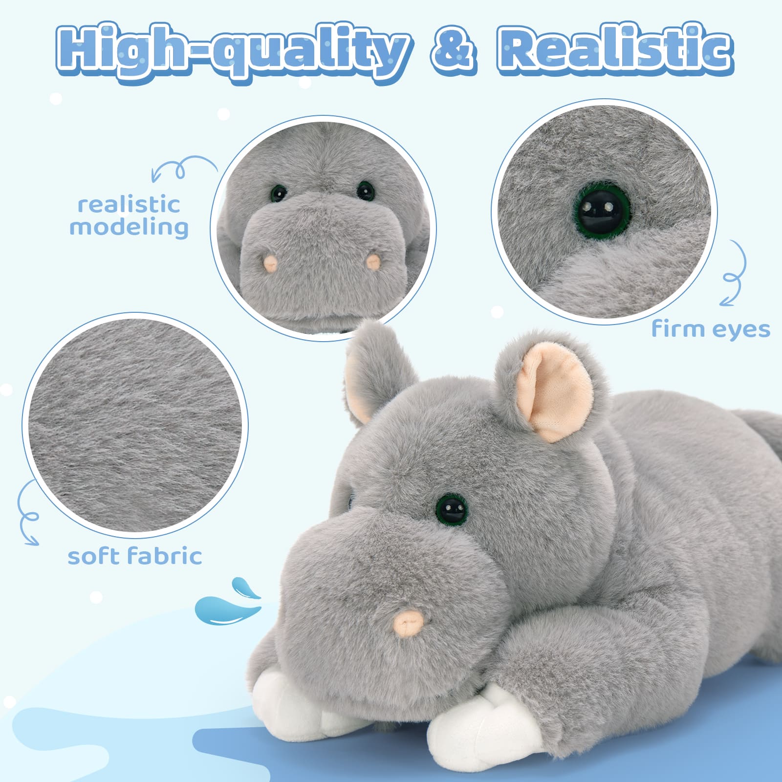 Hippo Stuffed Animals Hippopotamus Plush Toys, 15.7 Inches