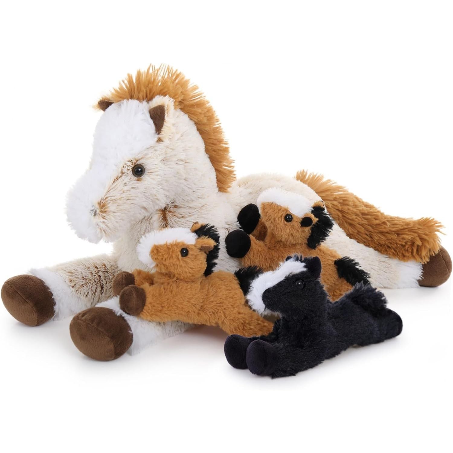 4 Pcs Horse Plush Toys, Brown/Light Brown, 21 Inches