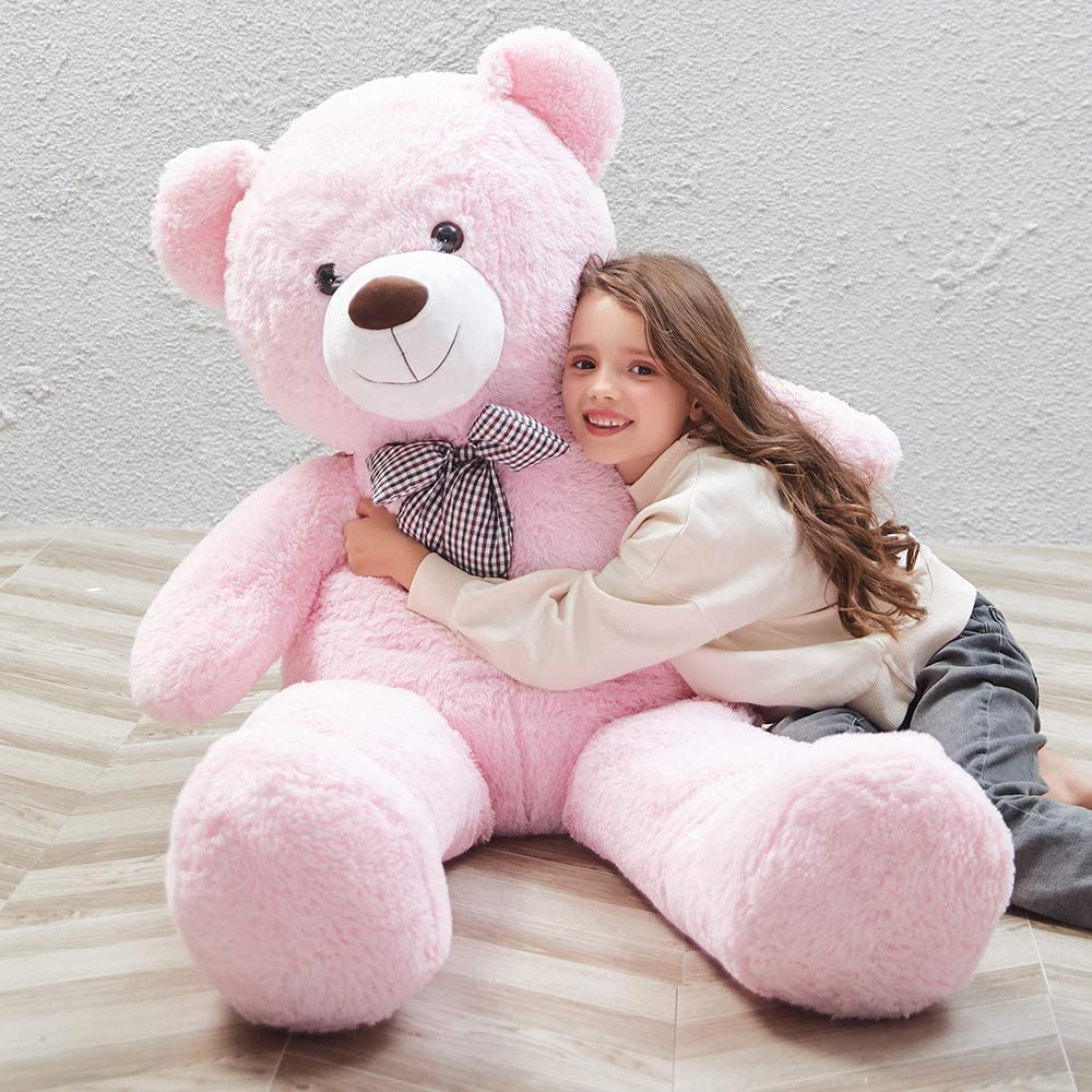 Huge Pink Teddy Bear Plush Toys - Pink Teddy Bear Stuffed Animals - Massive Valentine's Day Teddy Bears&Gifts - Soft Cuddly Smiling Face Big Teddy Bear Plush Gift for Girlfriend/Boyfriend - Teddy Bear Plush Dolls for Birthday/Baby Shower/Christmas