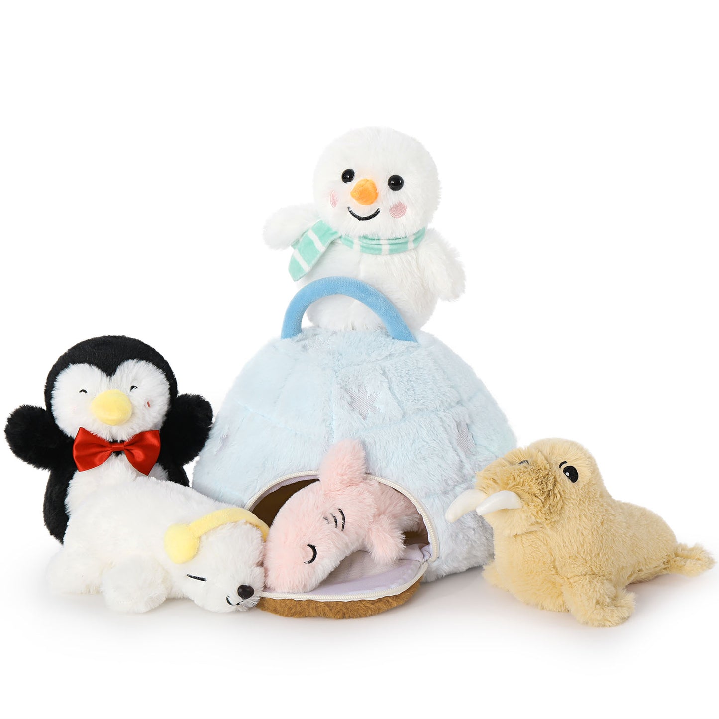 Igloo Plush with 5 Mini Stuffed Animals, 9.8 Inches - MorisMos Soft Toys