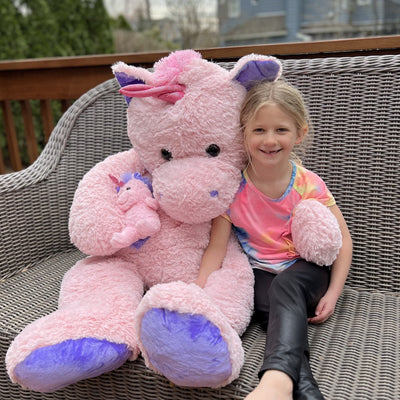 Giant Unicorn Stuffed Animal Toy, Pink, 51 Inches