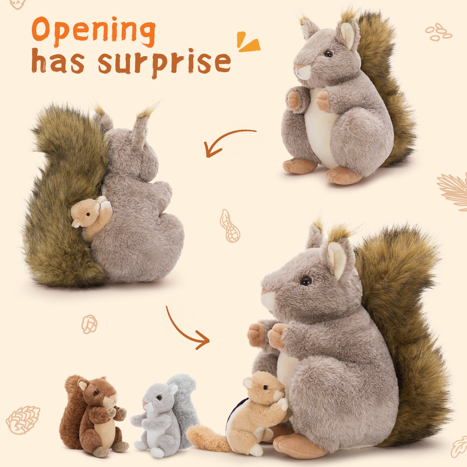 Squirrel Stuffed Animals Squirrel Plush Toys, 13.8 Inches