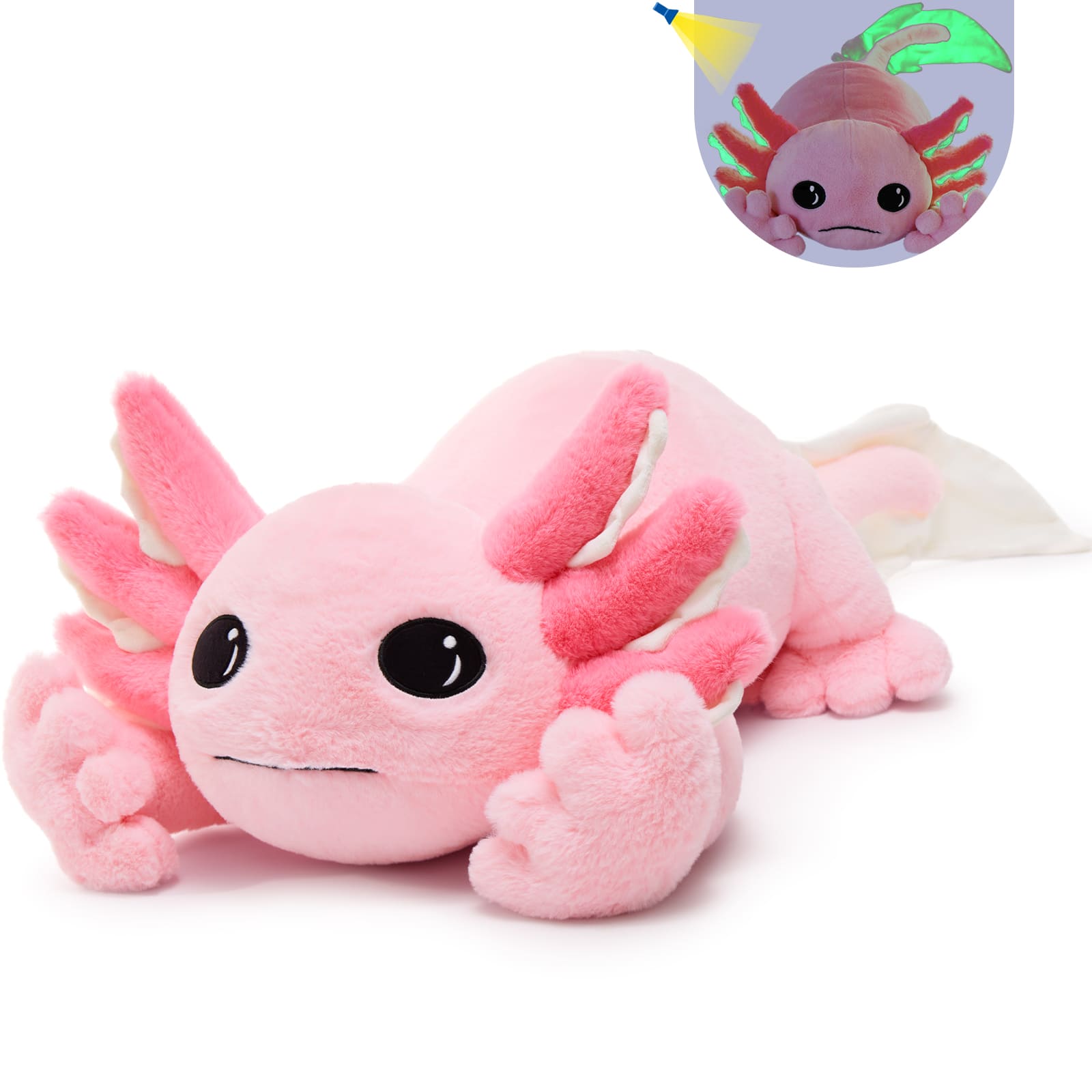 Large Plush Axolotl Toy Stuffed Salamander Toy, Pink, 39.4 Inches