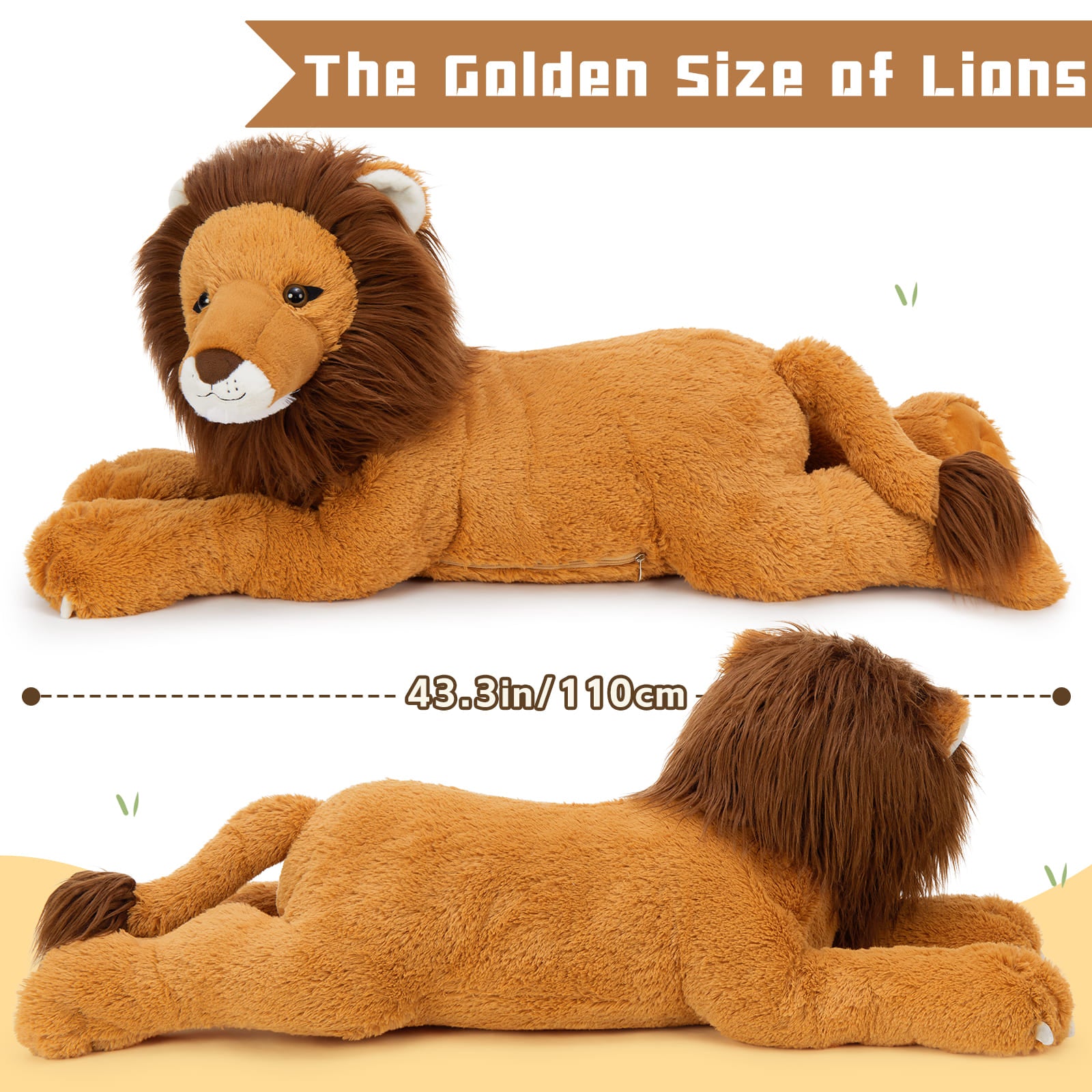 Jumbo Realistic Lion Stuffed Animals, 43 Inches
