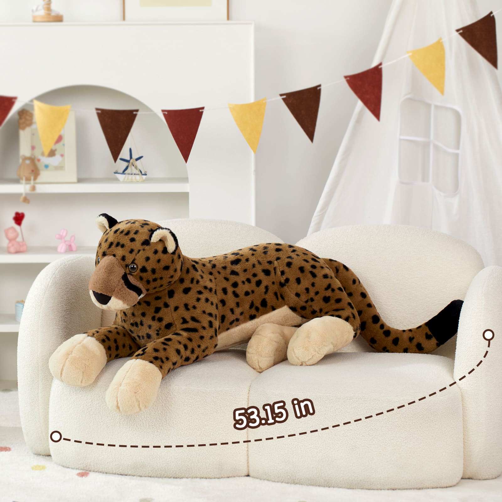 Giant Cheetah Stuffed Animals Jungle Plush Toys, 53.15 Inches