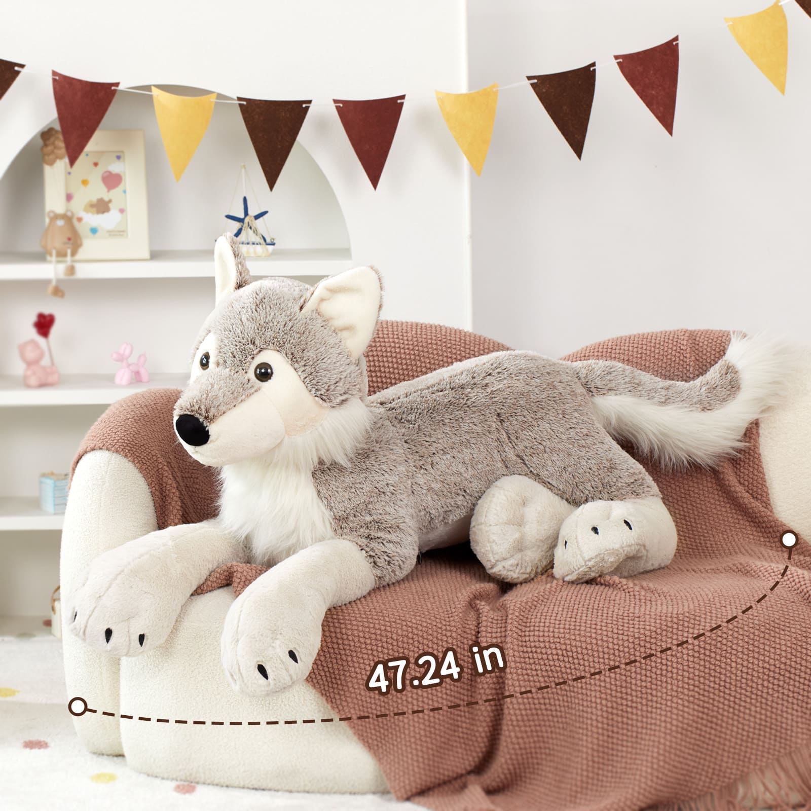 Giant Wolf Stuffed Animals Safari Plush Toys, 47.24 Inches
