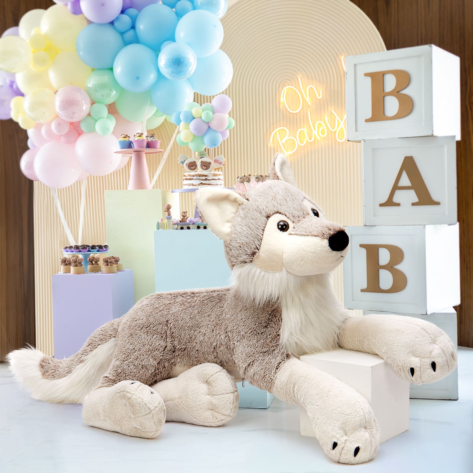 Giant Wolf Stuffed Animals Safari Plush Toys, 47.24 Inches
