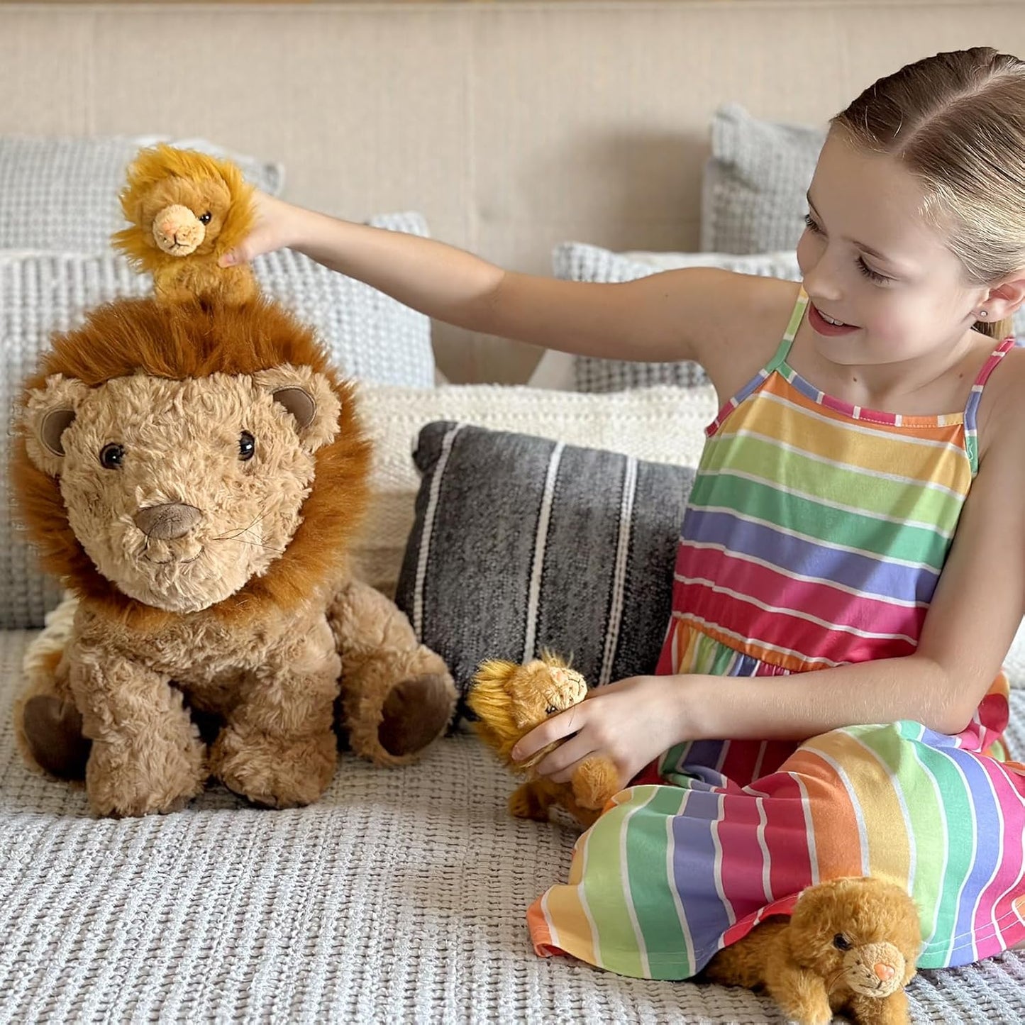 Lion Plush Toys Stuffed Lion, Brown, 17.7 Inches