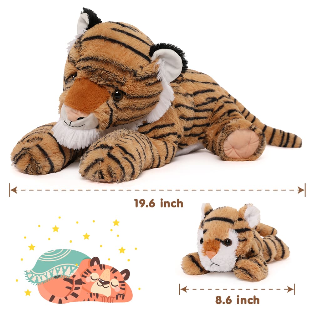 Jungle Tiger Stuffed Animals - Safari Tiger Plush Toys - 4 Pcs Tiger Stuffed Animals - Realistic Tiger Plush Dolls - Cute Cartoon Tiger Plush Pillows for Kids - Christmas/Birthday Gift for Kids - Stuffed Animal Babies with their Mom