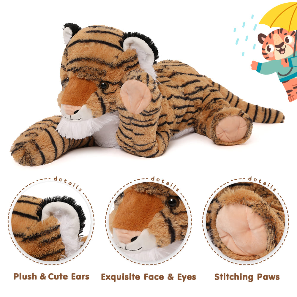 Jungle Tiger Stuffed Animals - Safari Tiger Plush Toys - 4 Pcs Tiger Stuffed Animals - Realistic Tiger Plush Dolls - Cute Cartoon Tiger Plush Pillows for Kids - Christmas/Birthday Gift for Kids - Stuffed Animal Babies with their Mom