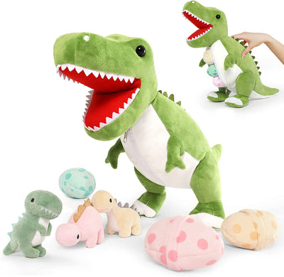 Dinosaur Stuffed Toy with 3 Baby Dinosaurs, 23.6 Inches - MorisMos Stuffed Animals