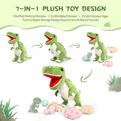 Dinosaur Stuffed Toy with 3 Baby Dinosaurs, 23.6 Inches - MorisMos Stuffed Animals