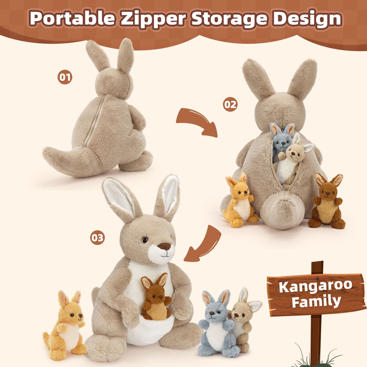 Kangaroo Stuffed Animals Kangaroo Plushies, 20.5 Inches - MorisMos Stuffed Animals - Free Shipping