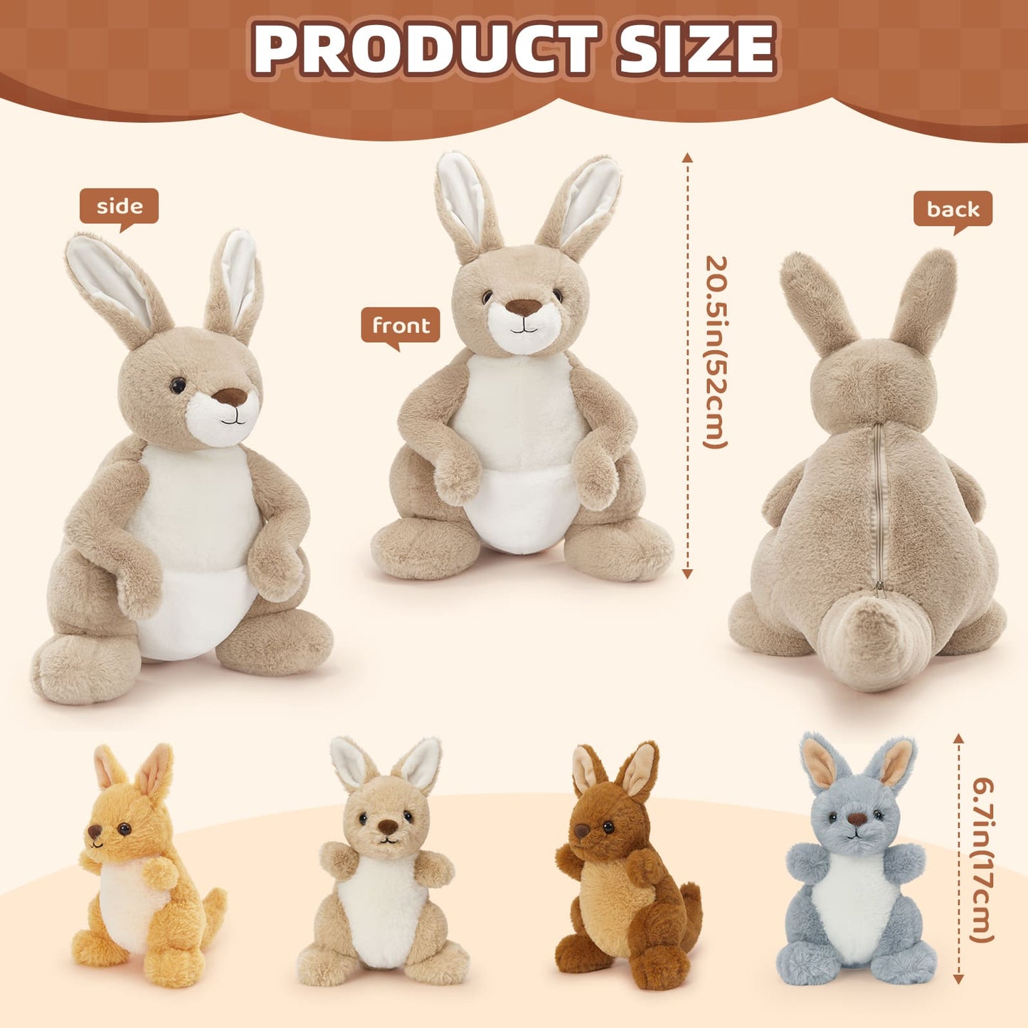 Kangaroo Stuffed Animals Kangaroo Plushies, 20.5 Inches - MorisMos Stuffed Animals - Free Shipping