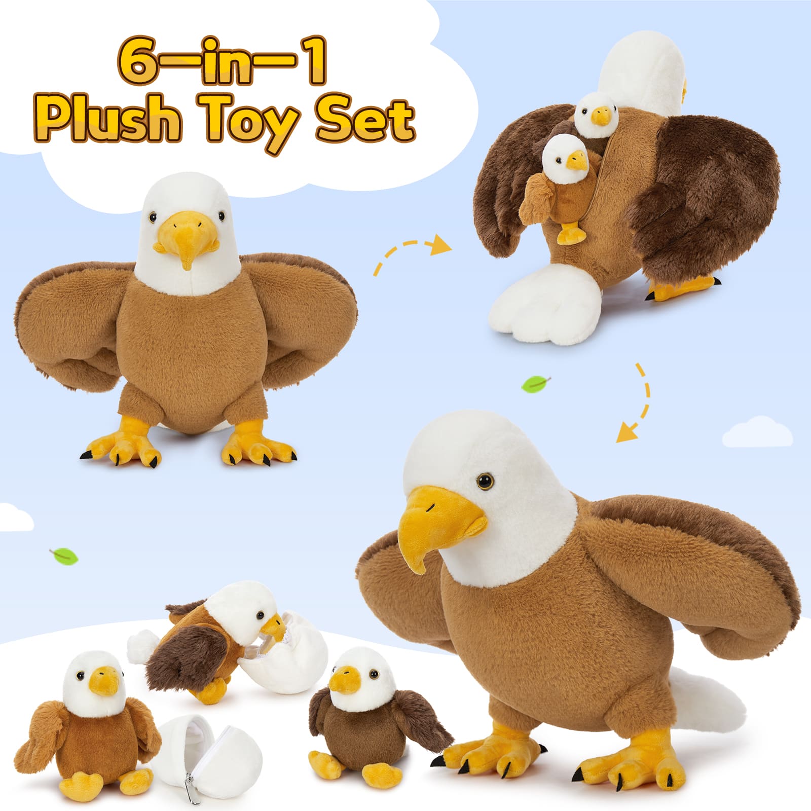 Bald Eagle Stuffed Animals Eagle Plush Toys, 15.75 Inches