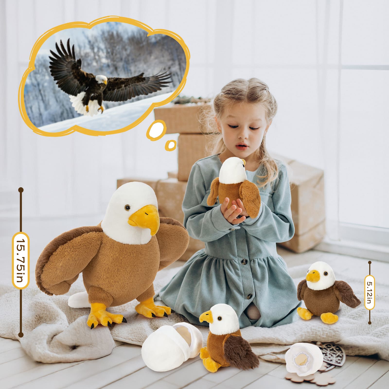 Bald Eagle Stuffed Animals Eagle Plush Toys, 15.75 Inches