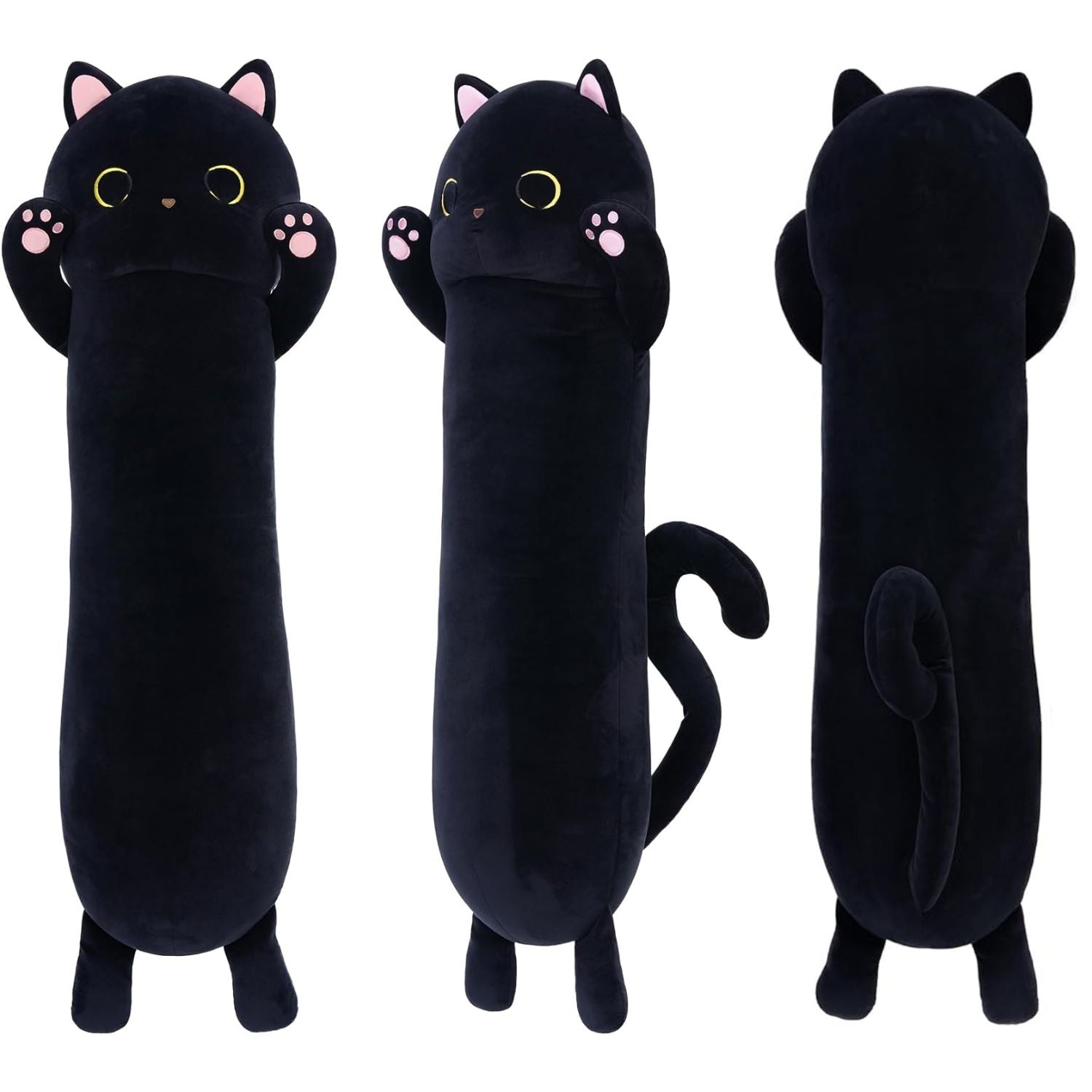Black Cat Stuffed Animals Cat Long Throw Pillow, 43 Inches