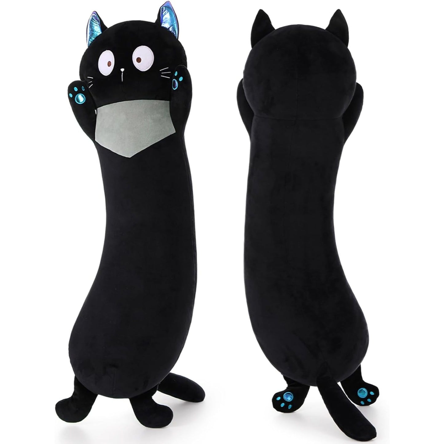 Black Cat Stuffed Animals Cat Long Throw Pillow, 39 Inches