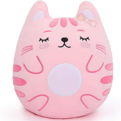 Kawaii Cat Throw Pillow, Pink/Orange, 12 Inches