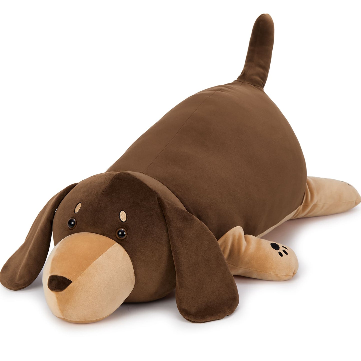 Brown Chubby Dachshund Plush Toys - Dog Stuffed Animals - 35 Inches Dog Plushies - Squishy Throw Pillows for Bed Couch Sofa