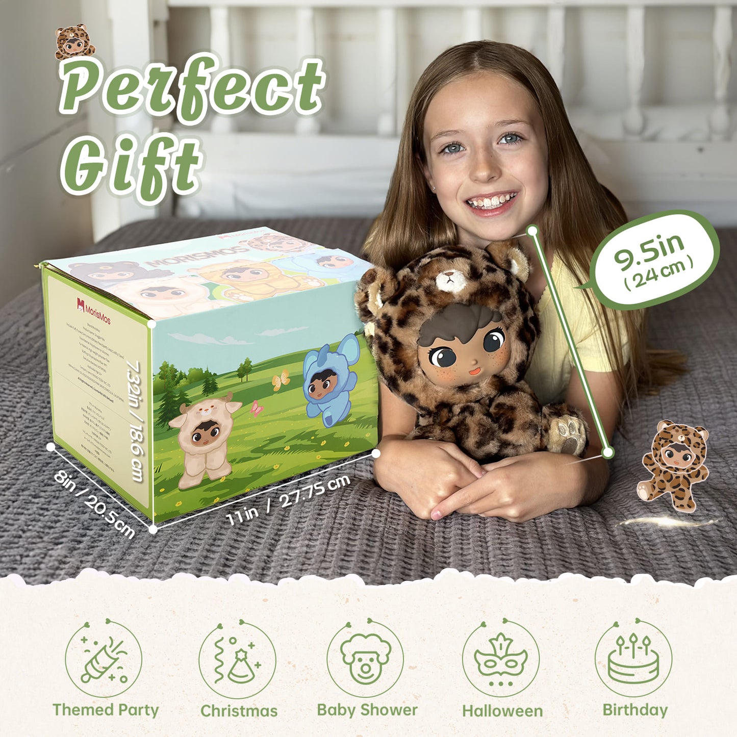 Cute Plush Doll In Animal Clothes ( Gift Box ), 9.5 Inches
