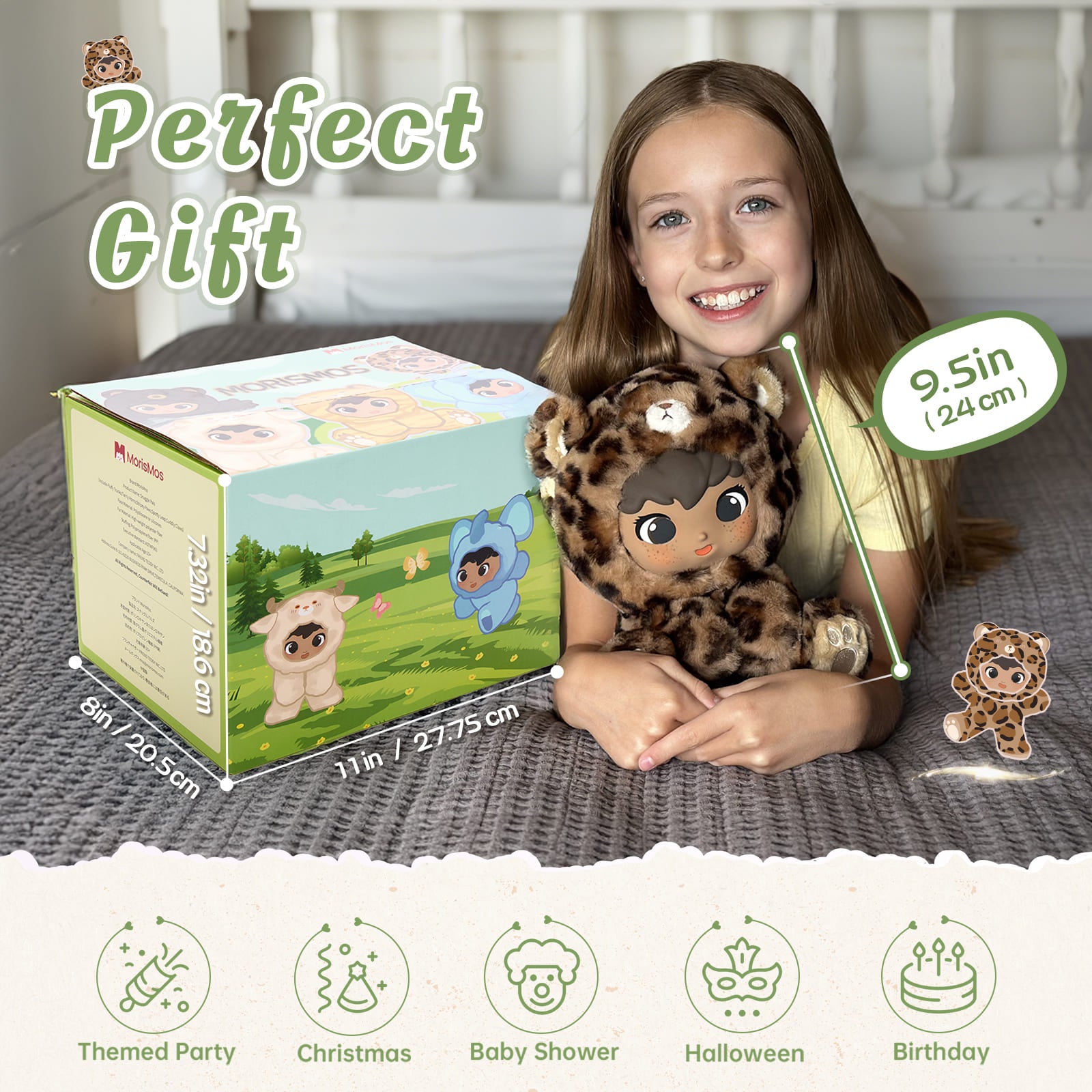 Cute Plush Doll In Animal Clothes ( Gift Box ), 9.5 Inches