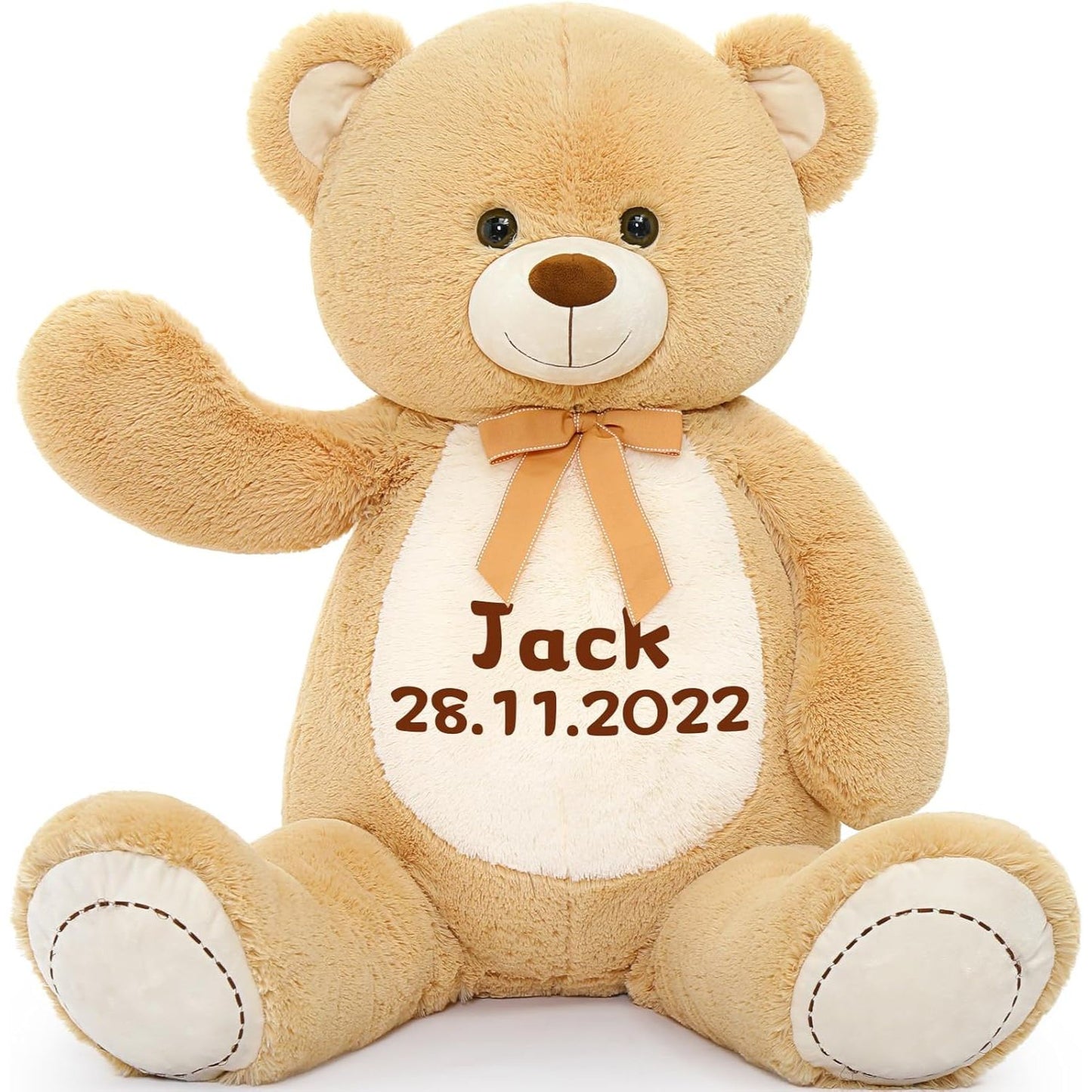 Custom Teddy Bear Plush Toy with Custom Text - Light Brown Customized Teddy Bear 51 Inches - Stuffed Animal Personalized Gift - Personalized Gift for Anniversary, Graduation, Christmas, Valentine's Day, Mother's Day, Baby Shower - Sweet Gift for Girlfriend, Boyfriend - Free Shipping 