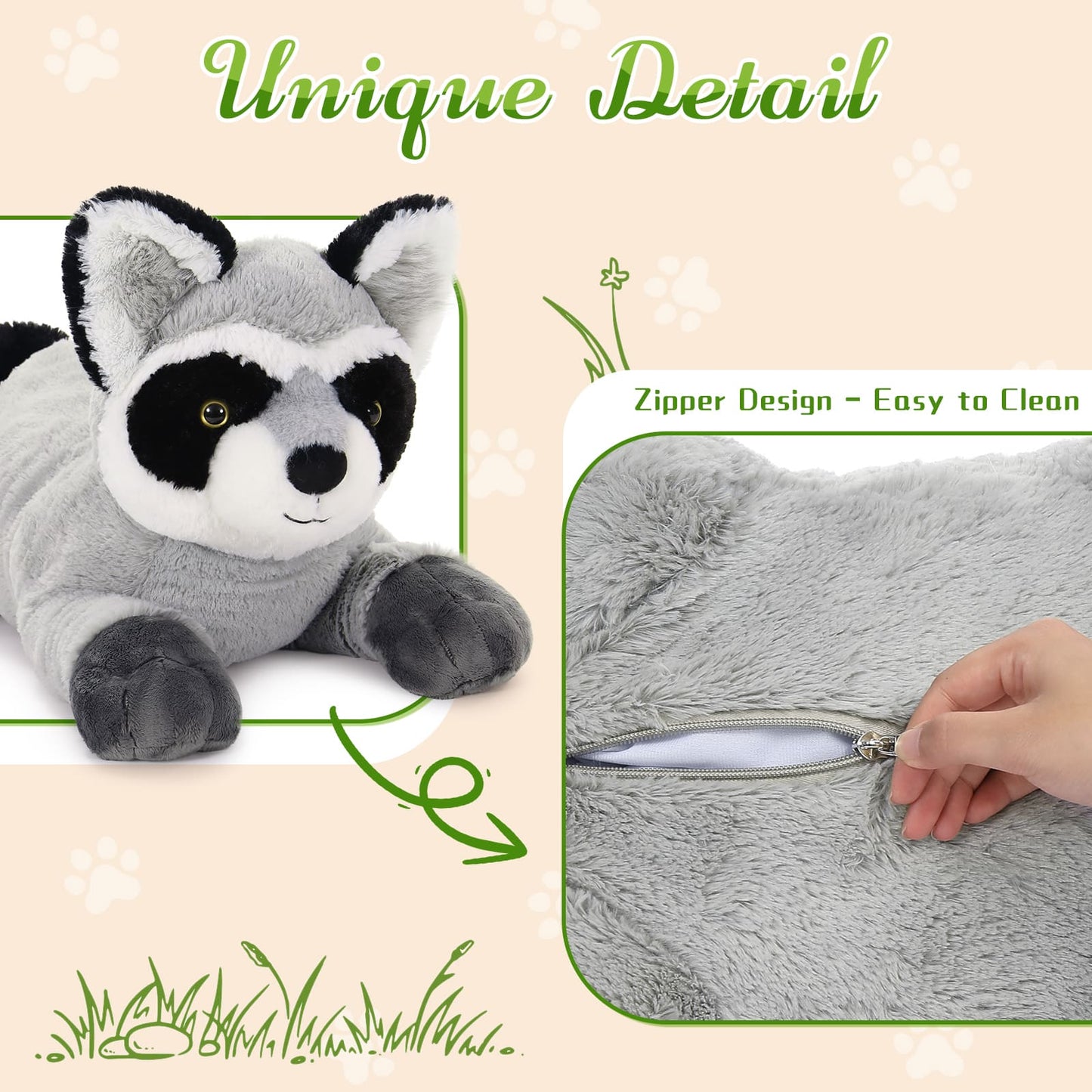 Realistic Raccoon Stuffed Animals - Large Raccoon Plush Toys 28 Inches - Cute Cartoon Raccoon Plush Pillows for Kids - Jungle/Safari Stuffed Animals - Christmas/Birthday/Valentine's Day/Baby Shower Gift Choice