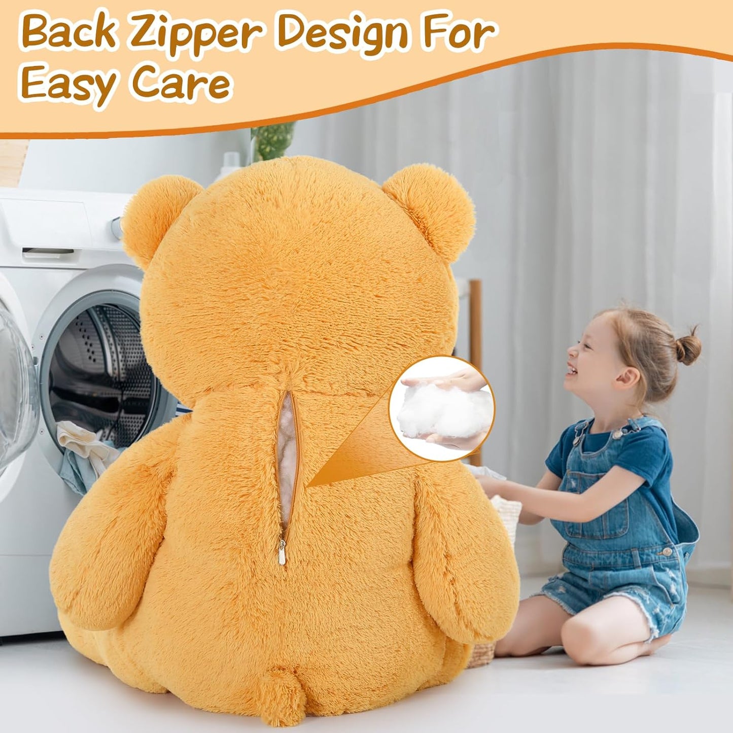 Large Teddy Bear Stuffed Toy, Light Brown, 5 FT